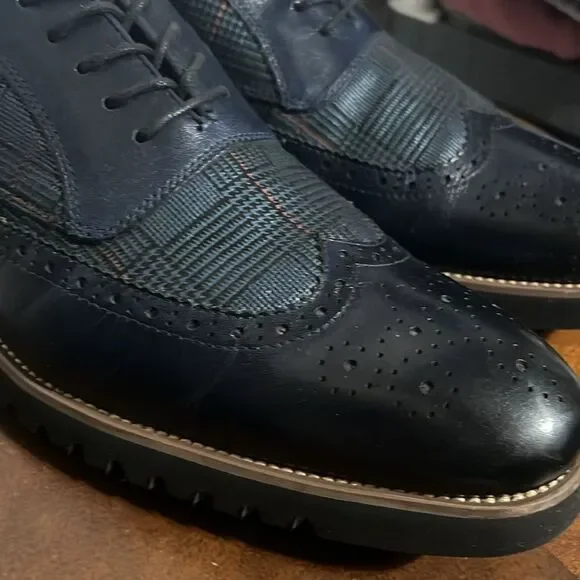 ?? STACY ADAMSBaxley Oxford Derby Wingtip Shoes - Ink Blue  display picture 1